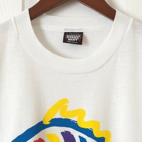 Screen Stars Best 80's Vintage Shells Florida Short Sleeve Crew T-shirt White L - Picture 2 of 9